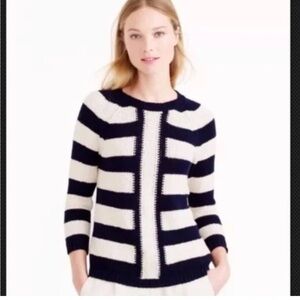 J. Crew Navy and Cream Chunky Nautical Striped Sweater sz S Rory  (Gilmore Girls